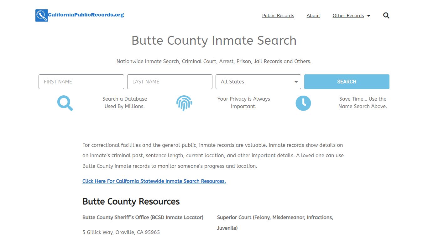 Butte County Inmate Search - Current & Past BCSD CA Jail Records